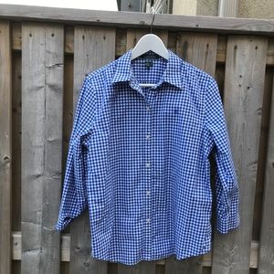 2/$18 LADIES RALPH LAUREN BLUE CHECKERED SHIRT